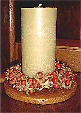 CandleSmith Bayberry Pillar with Berry Ring and Antique Holder
