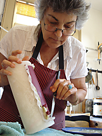 CandleSmith, Susan Bradley Susan Bradley, CandleSmith, creating a custom Wedding Candle